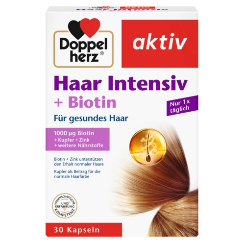 Abbildung der Produktverpackung Doppelherz aktiv Haar Intensiv Frontansicht